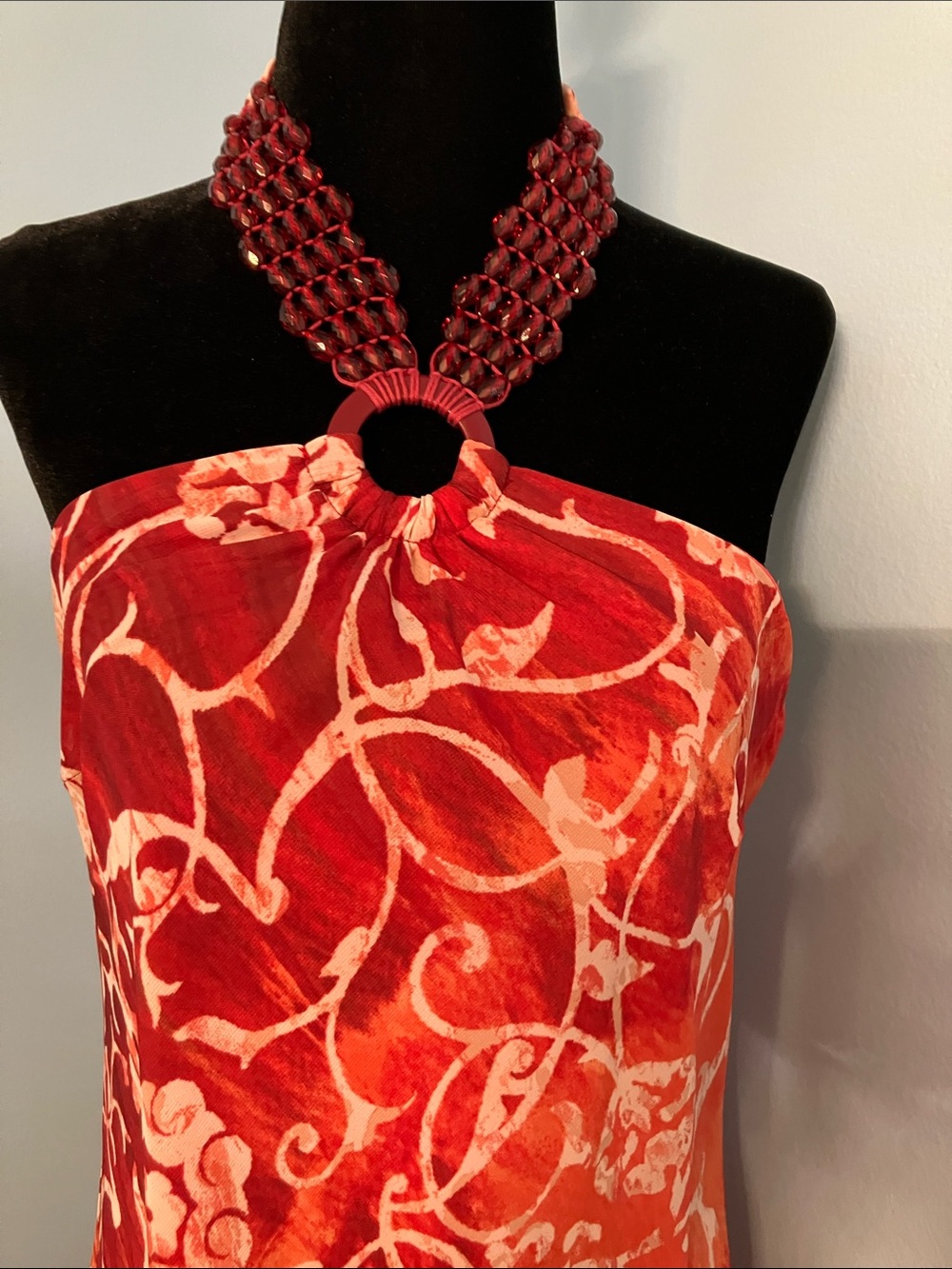 Rabbit Rabbit Rabbit Red and Orange Asymmetrical Halter Dress - Picture 2 of 4